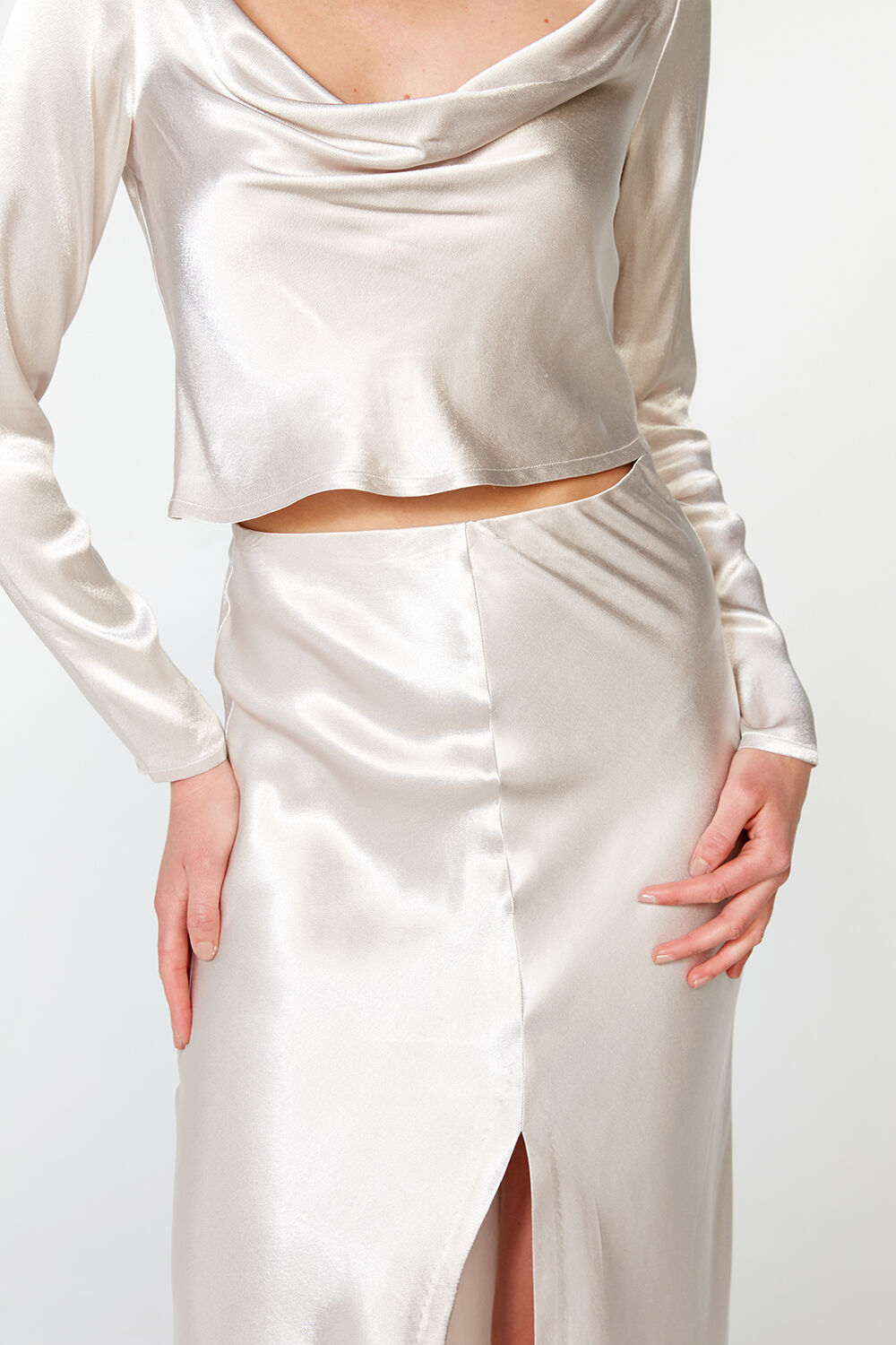 MIDI SLIP SKIRT in colour RAINY DAY