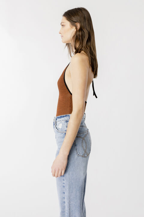 RACHELLE KNITTED BODYSUIT in colour MOCHA BISQUE