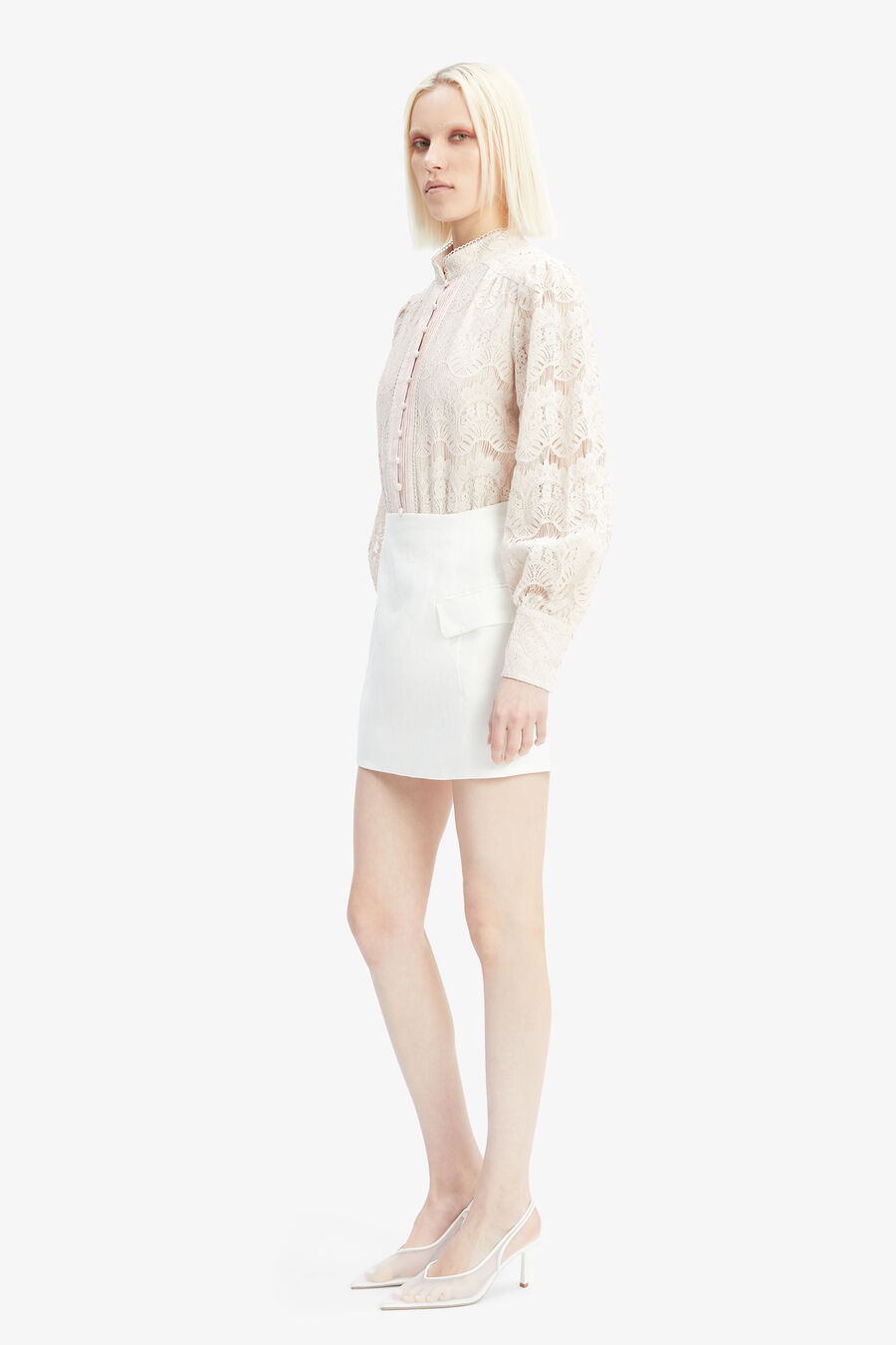 DELPHI LINEN MINI SKIRT in colour ORCHIDWHT