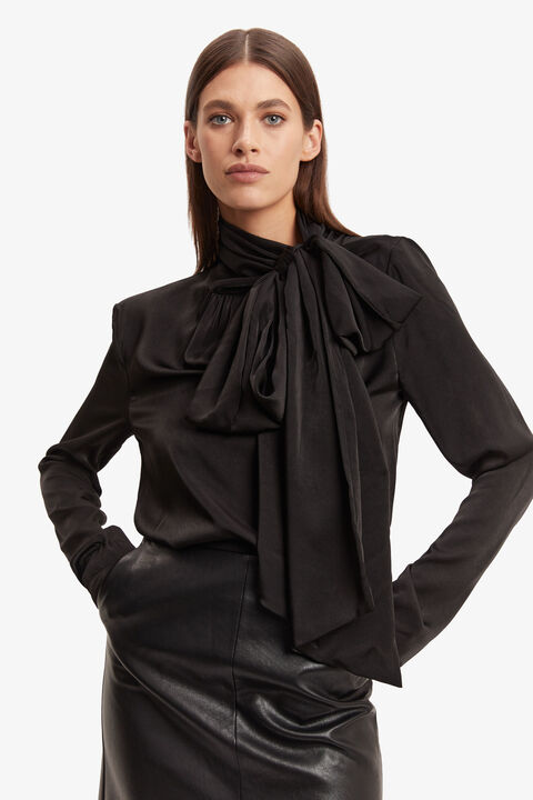 CASTIAN SATIN BLOUSE in colour CAVIAR