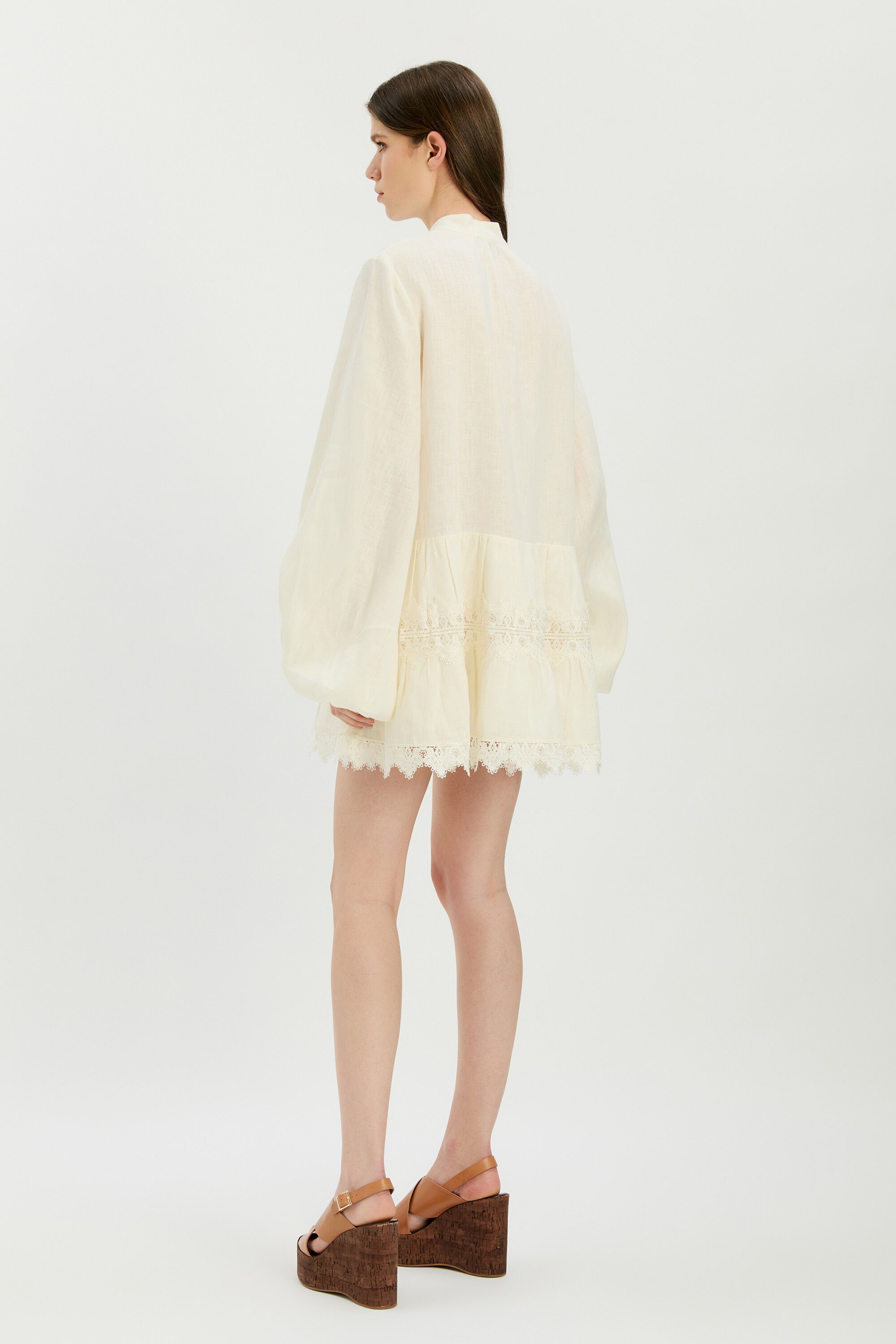 Antonia Lace Trim Mini Dress In Eggnog | Bardot Antonia Lace Trim Mini Dress In Eggnog | Bardot