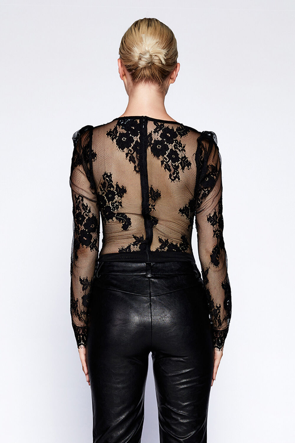 ELLERIE LACE BODYSUIT in colour CAVIAR