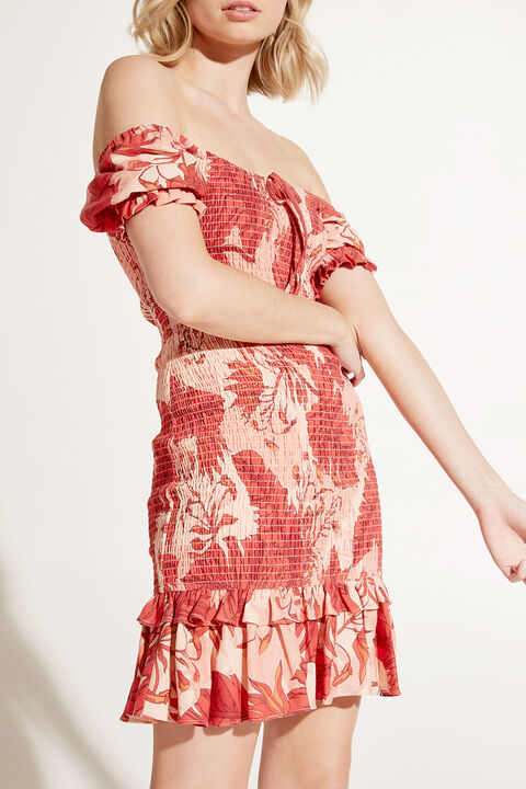 GWEN MINI DRESS in colour MINERAL RED