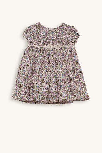 AGNES SMOCKED DRESS in colour IRIS