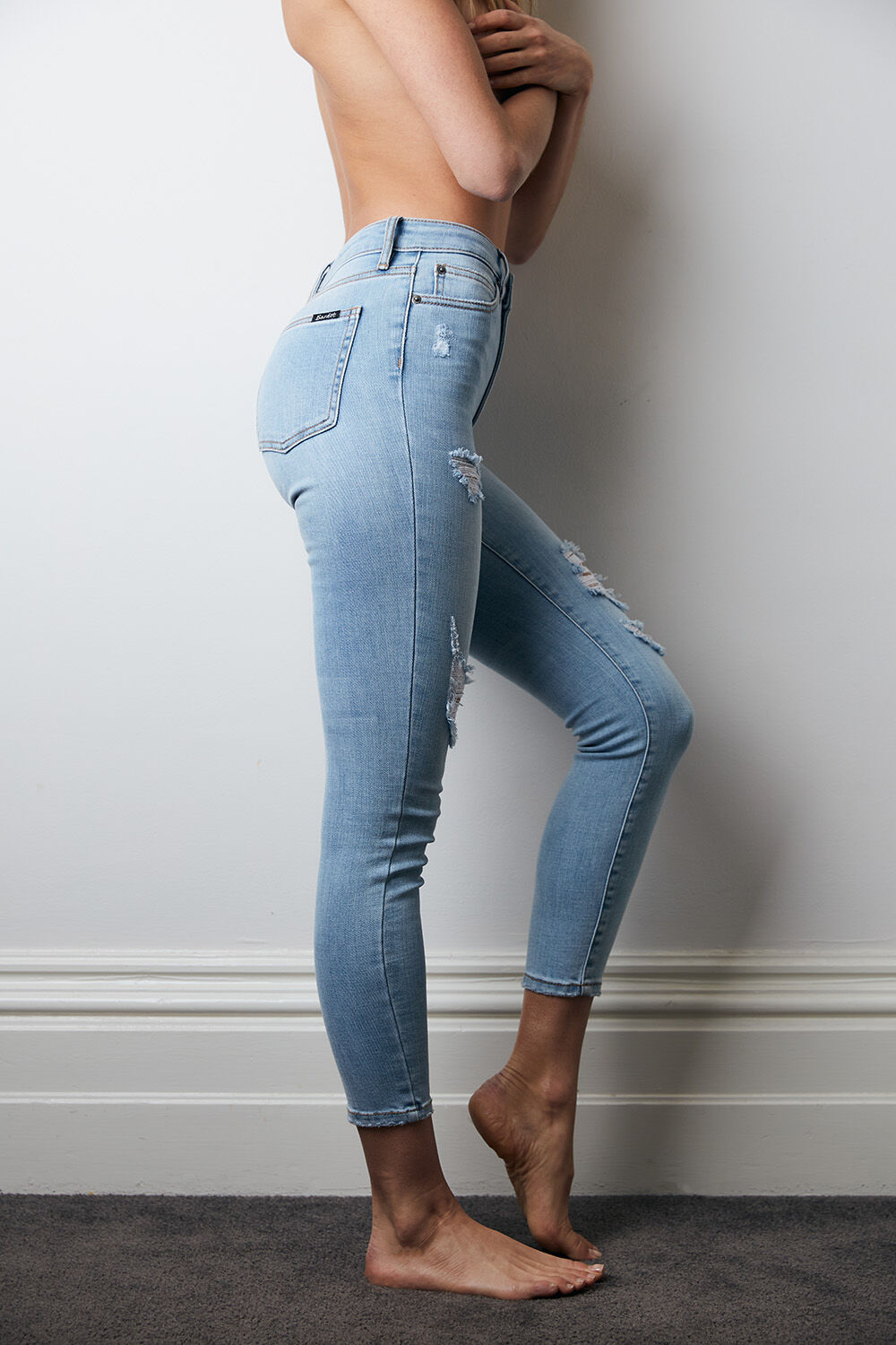 KHLOE HI CROP JEAN in colour CITADEL