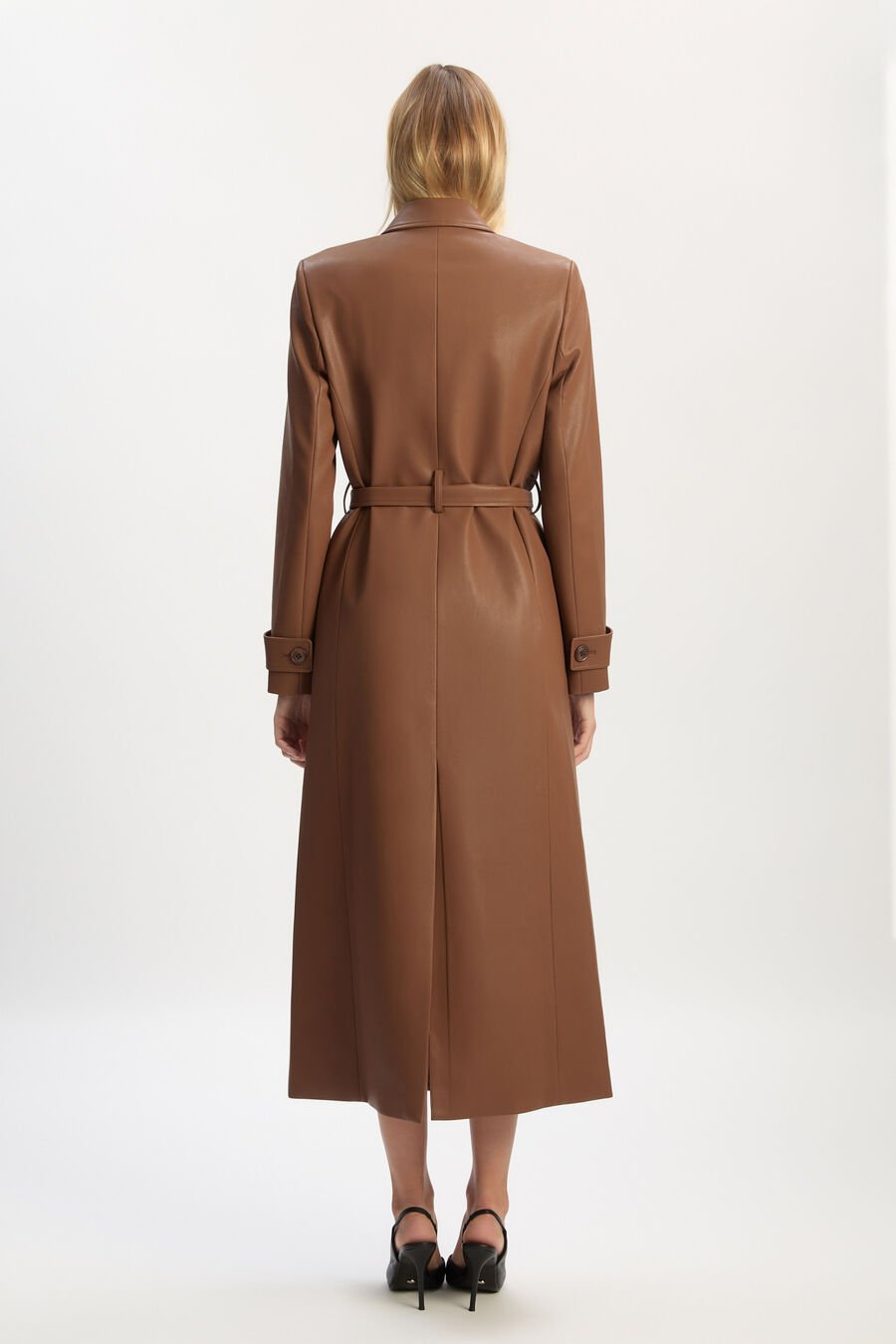 Vegan Leather Longline Coat