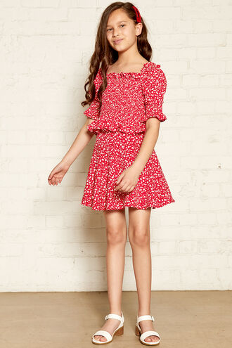 KYLIE LACE UP SKIRT in colour RIBBON RED