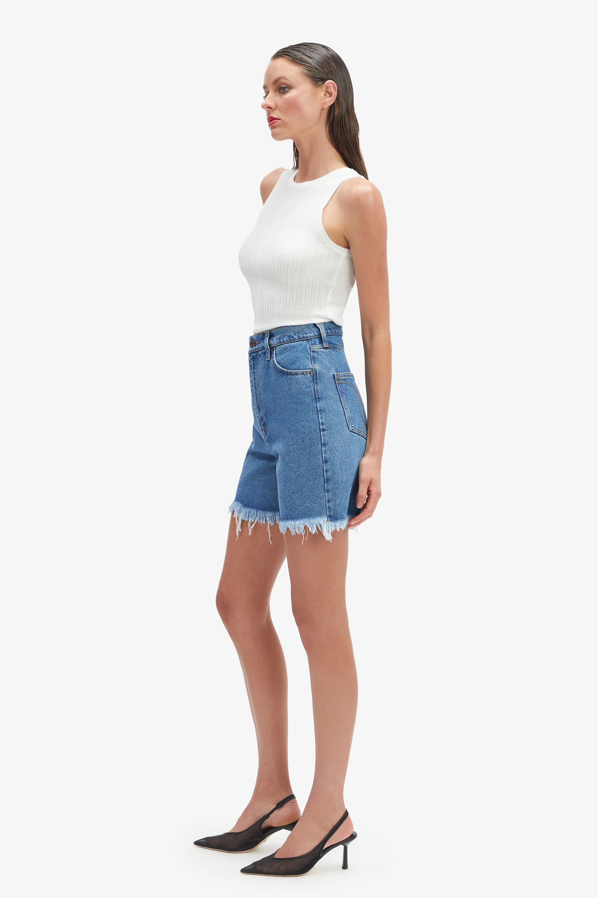 bardot denim shorts