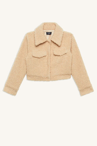 CROP SHERPA JACKET in colour TAN