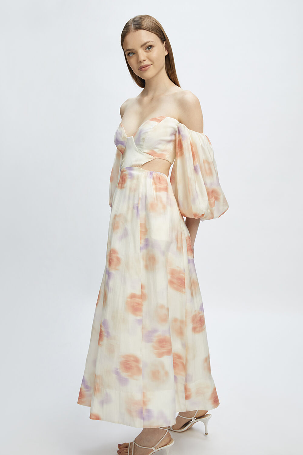 LUCIA MIDI DRESS in colour FRENCH VANILLA