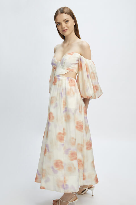 LUCIA MIDI DRESS in colour FRENCH VANILLA