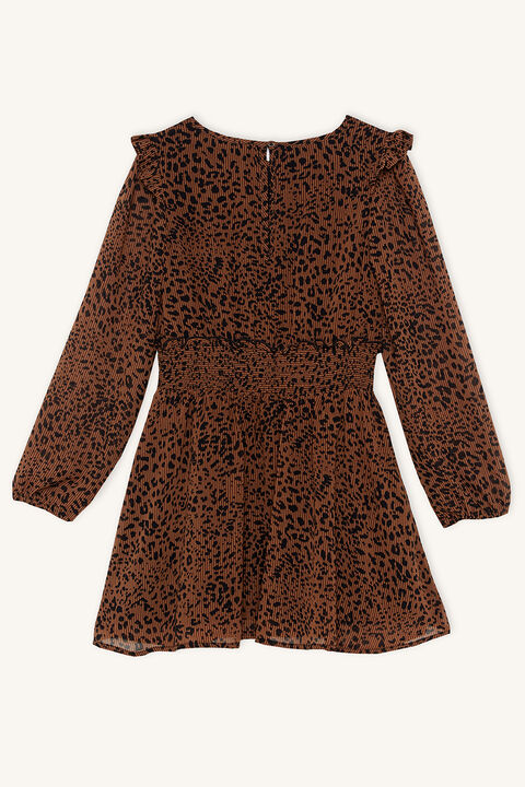 CICELY SHIRRED DRESS in colour TOBACCO BROWN