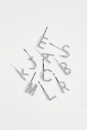 INITIAL HAIR CLIP in colour SILVER