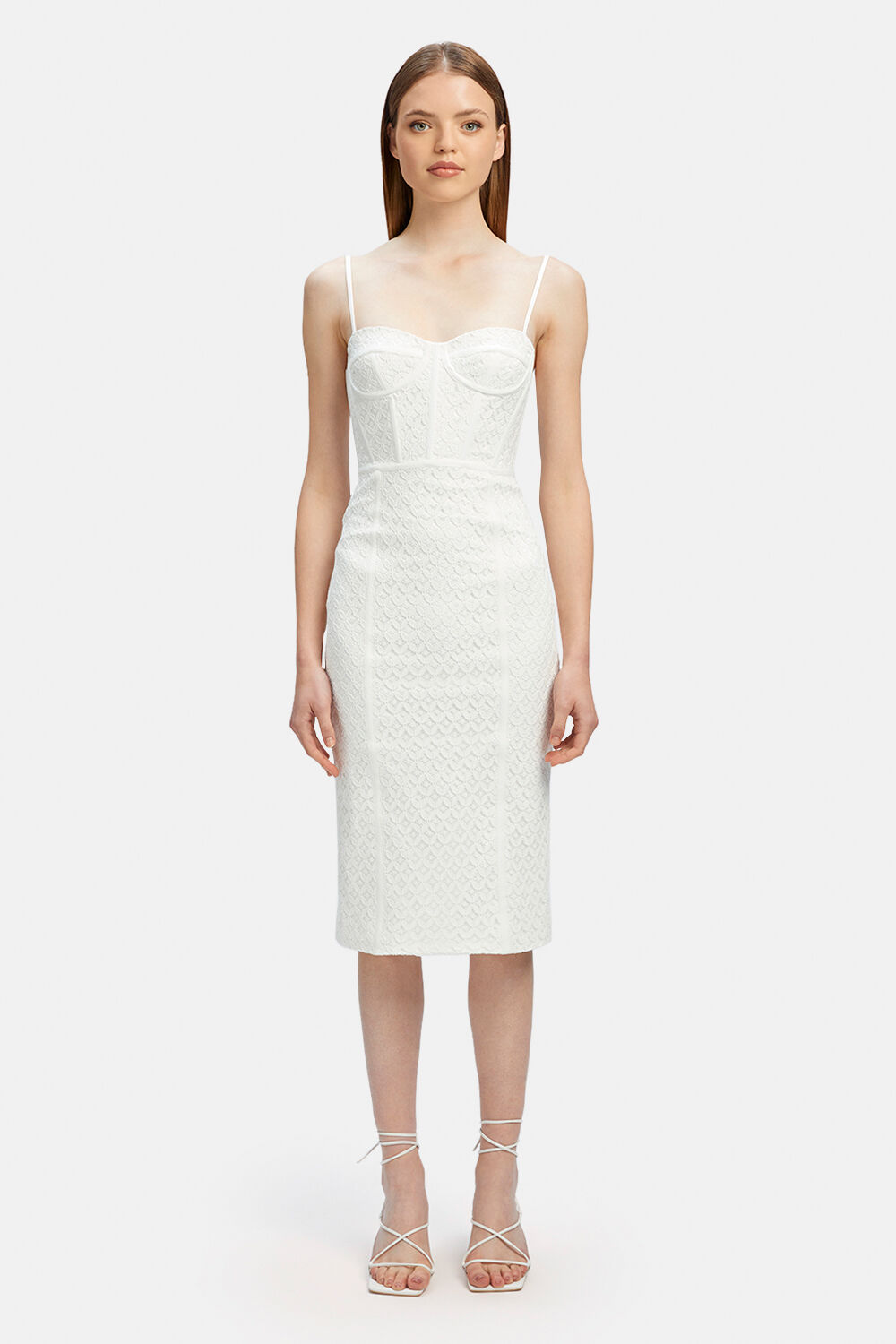 CHARLEY MIDI LACE DRESS in colour BRIGHT WHITE