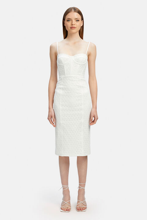 CHARLEY MIDI LACE DRESS in colour BRIGHT WHITE