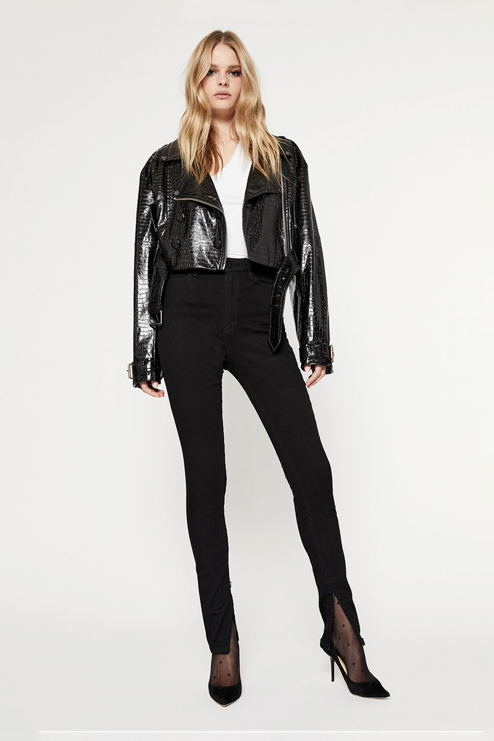 SPLIT HEM JEAN in colour CAVIAR
