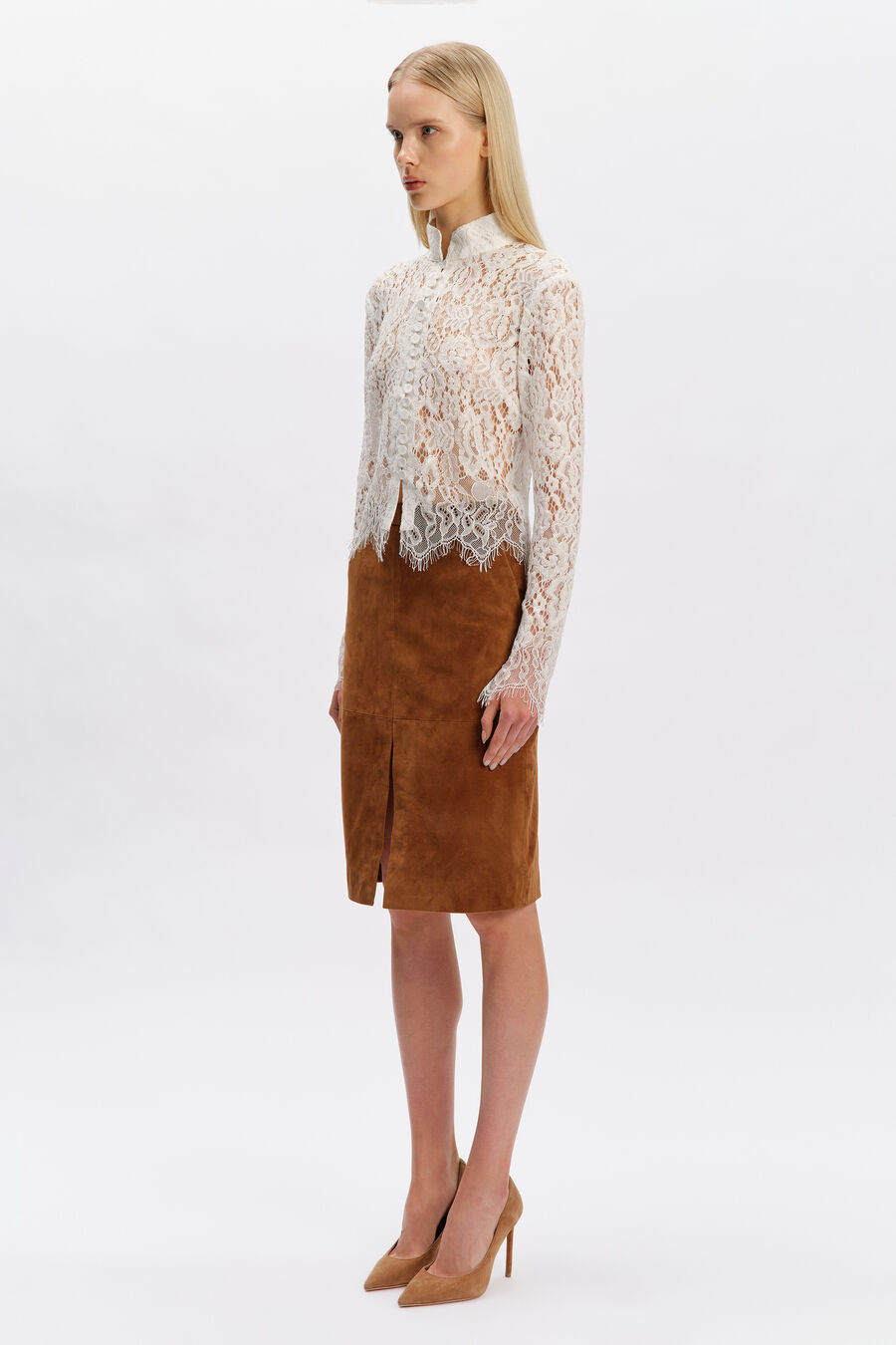 Remly Button Front Lace Top