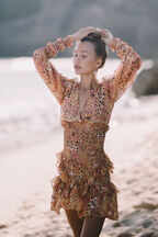 LEOPARD FRILL DRESS in colour WINTER WHITE