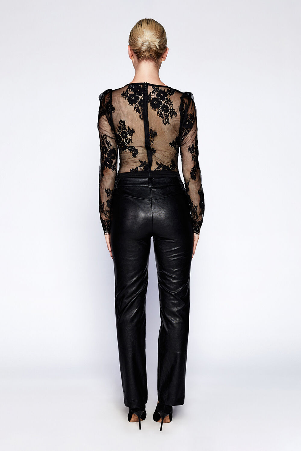 VEGAN LEATHER HIPSTER PANT in colour CAVIAR