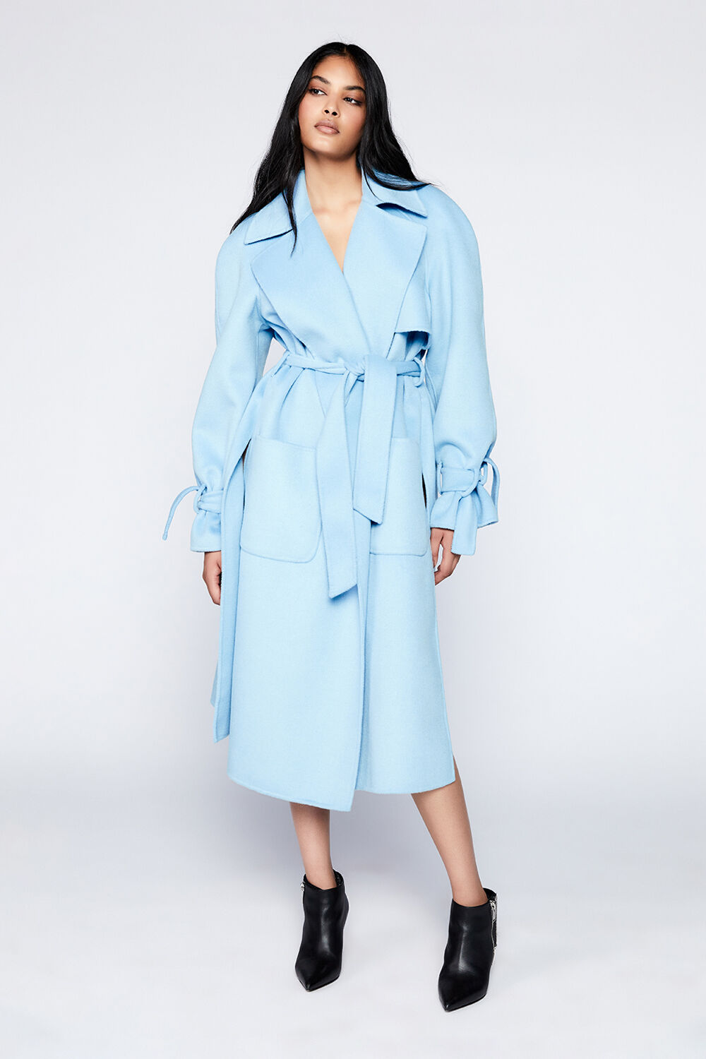 WOOL-RICH OVERSIZED TRENCH COAT in colour CROWN BLUE