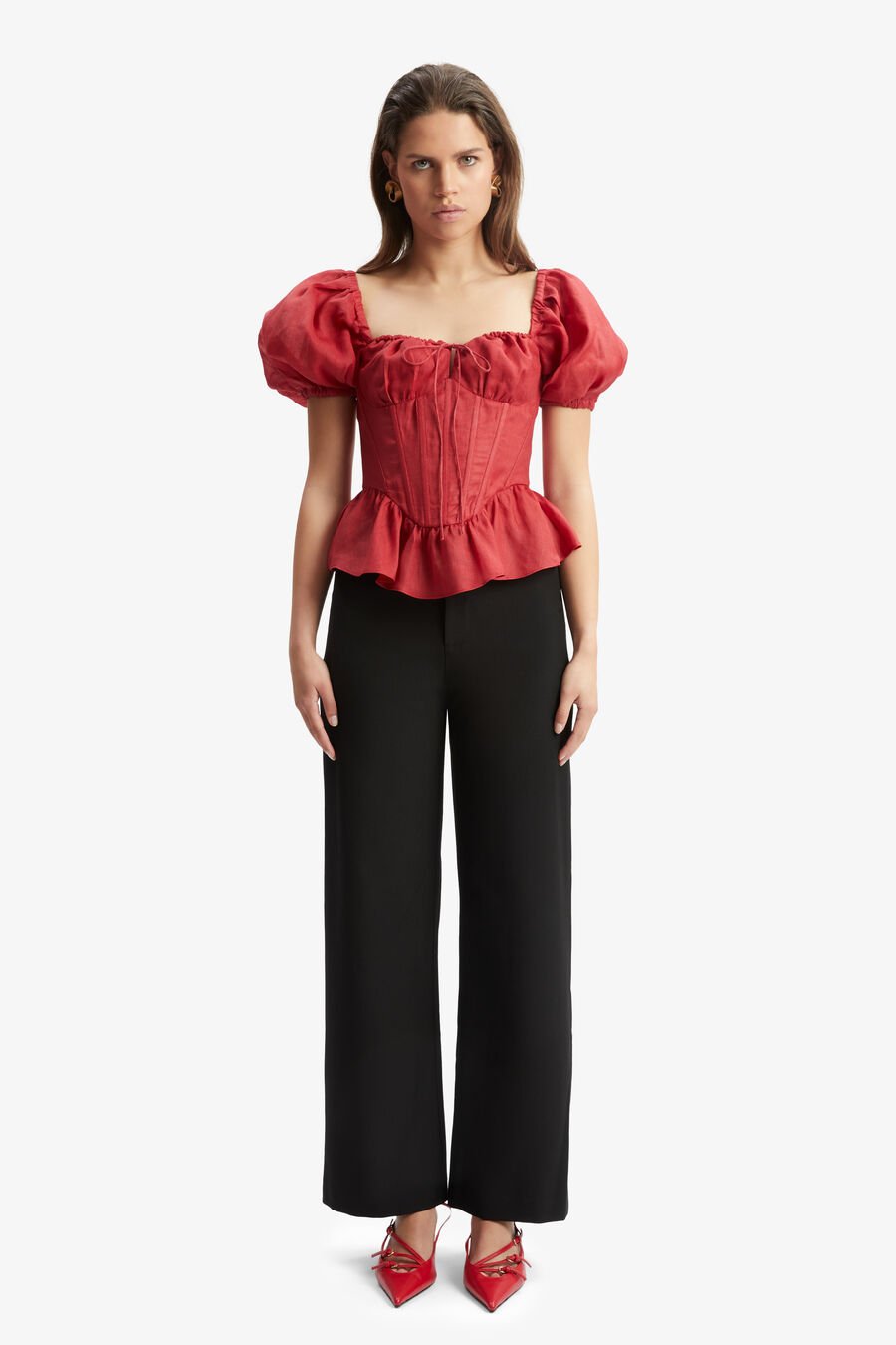 Esra Puff Sleeve Corset Top