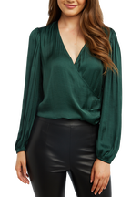HALEY WRAP TOP in colour DARK GREEN