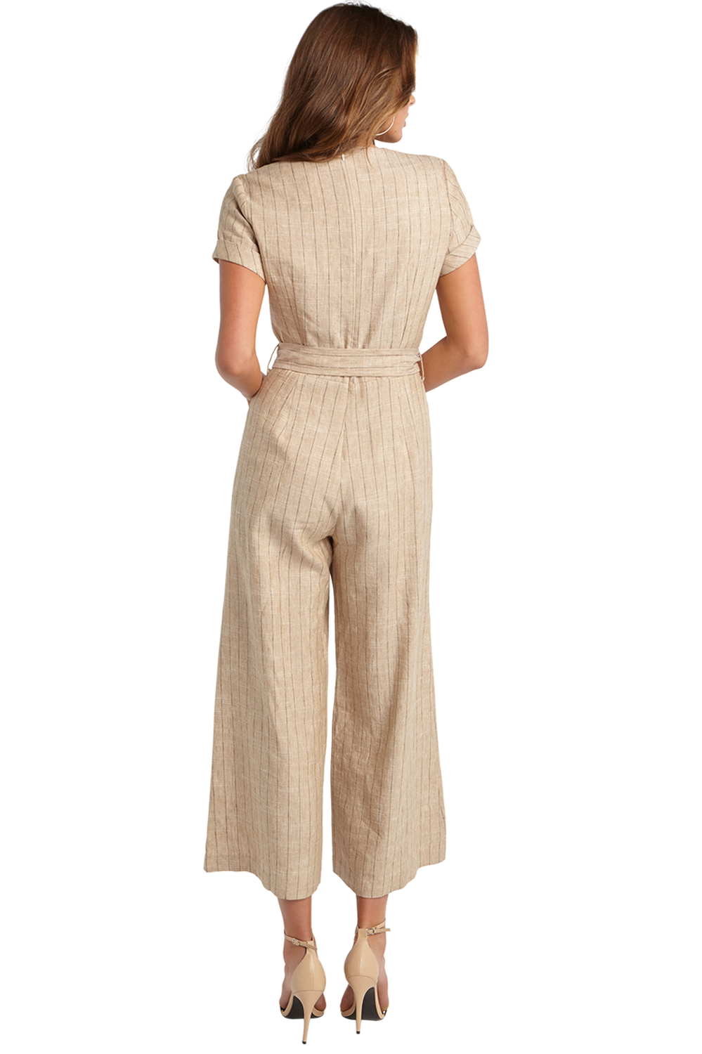 Drew Linen Jumpsuit in Peb/brown Bardot