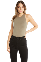 CROSS BACK BODYSUIT in colour DEEP LICHEN GREEN