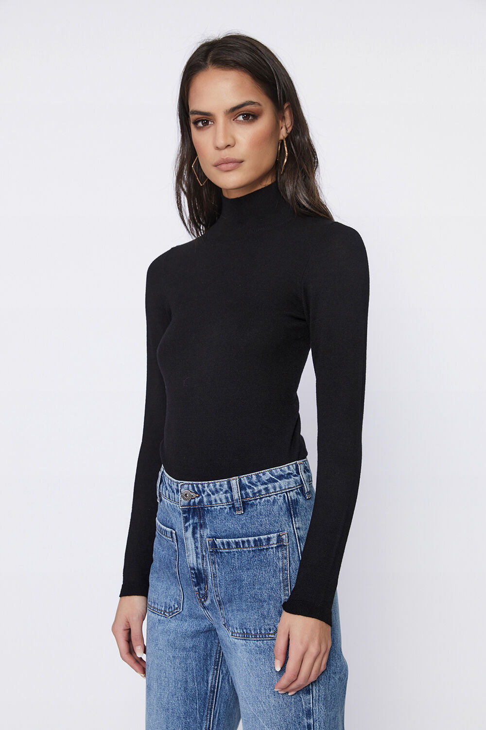 SELINA TURTLE NECK KNIT in colour CAVIAR