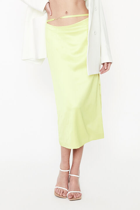 ATLANTA LOW RISE MIDI SKIRT in colour LIMEADE