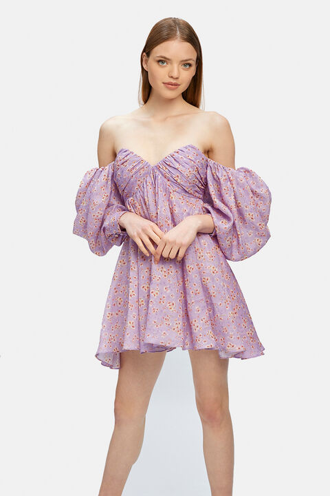 LANI FLORAL MINI DRESS in colour FAIR ORCHID