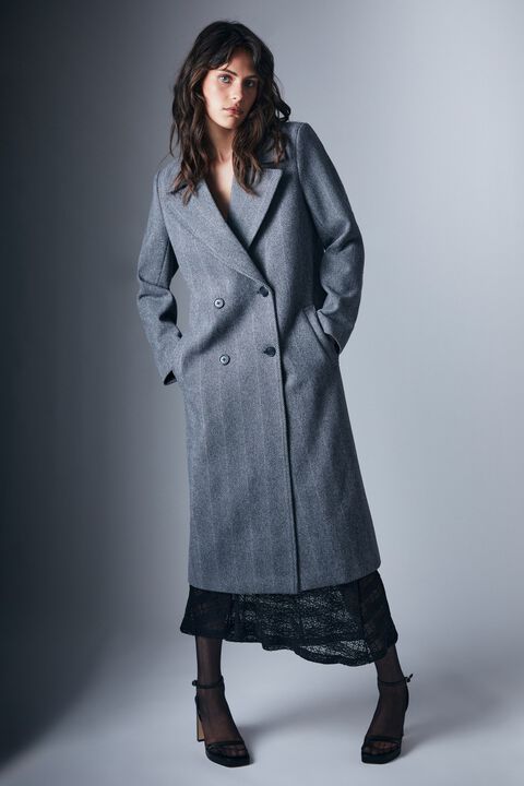 CLASSIC CHEVRON COAT in colour GRAY FLANNEL