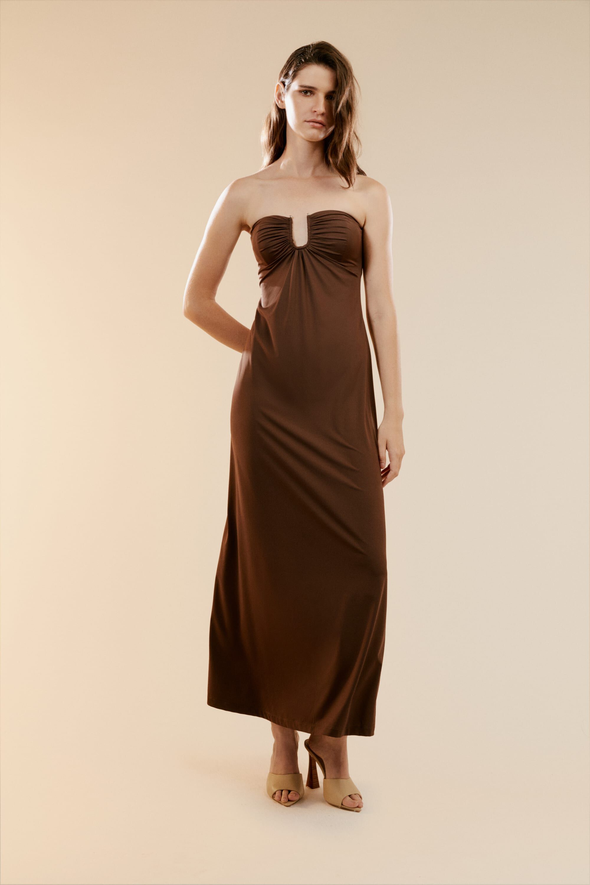 Shoulderless clearance long dress