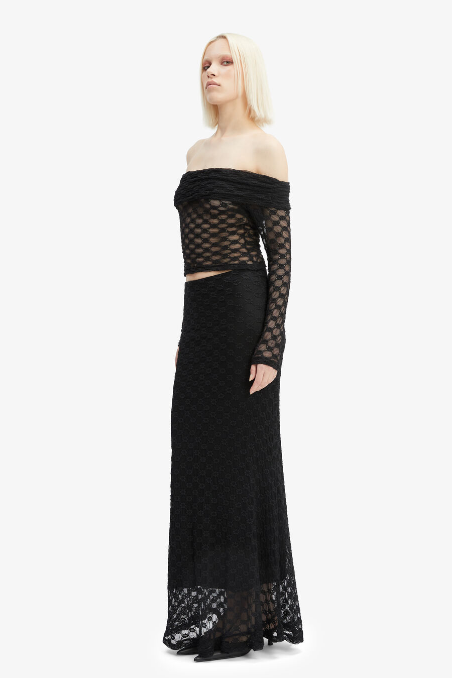 ADONI MID RISE MAXI SKIRT in colour BLACK
