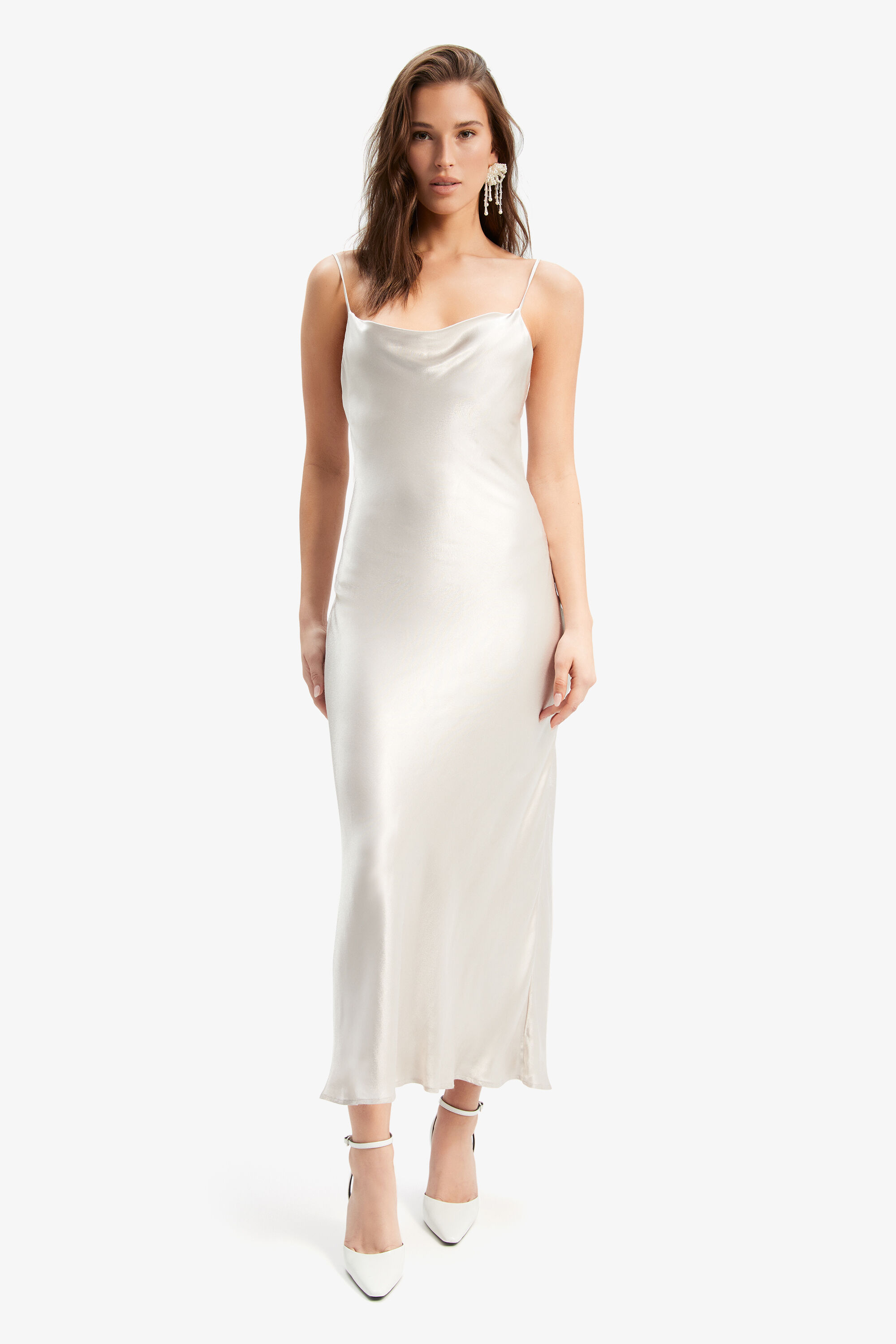 Trina Slip Dress In Oyster Bardot