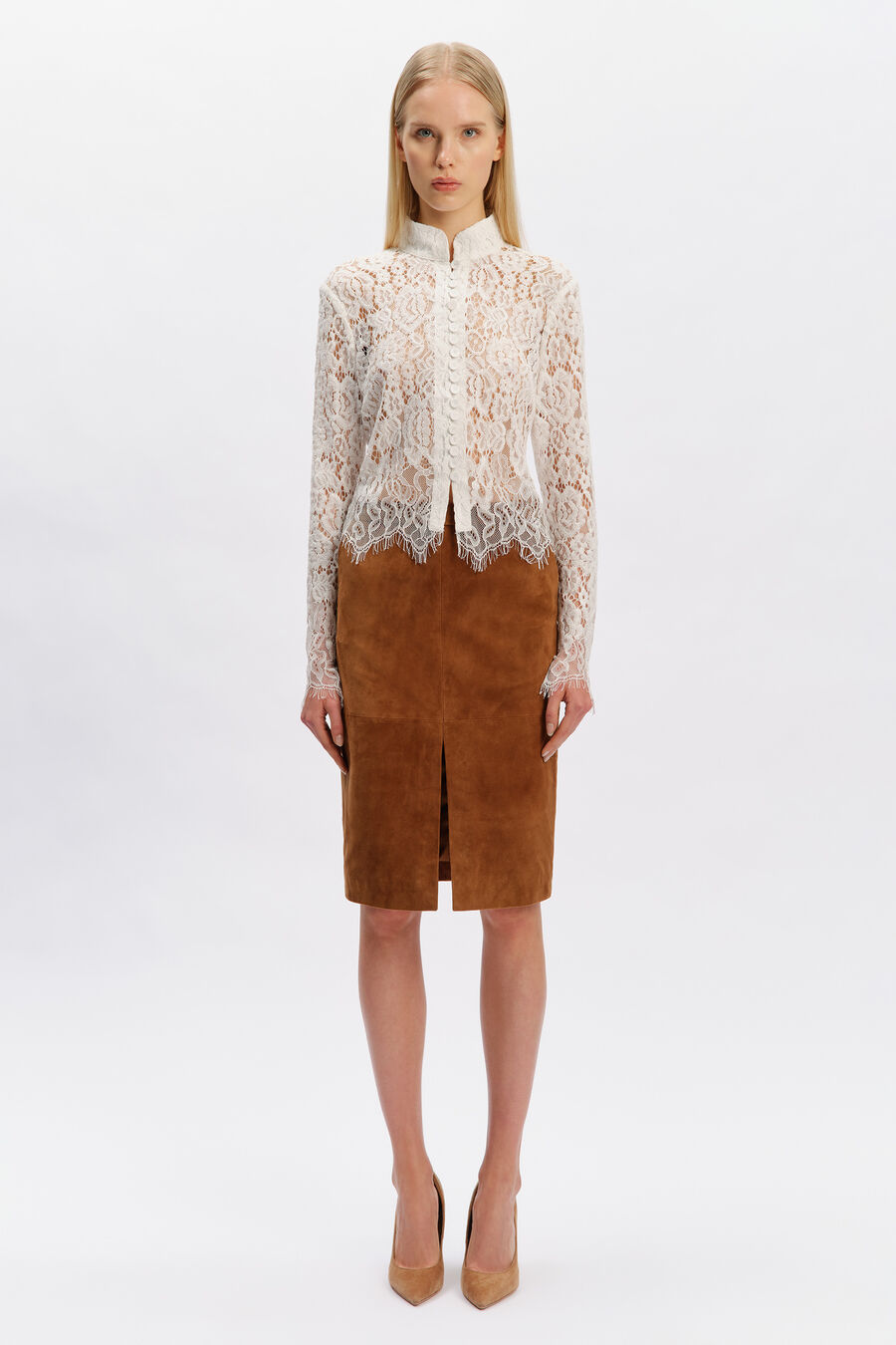 Rheba Genuine Suede Midi Skirt
