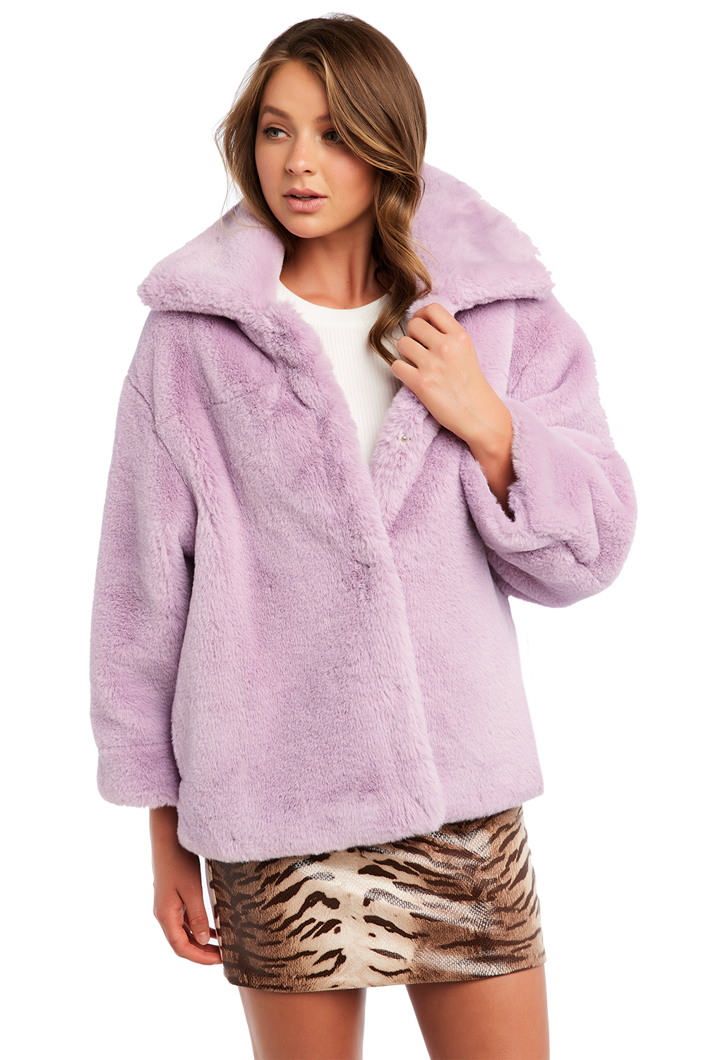 faux fur jacket bardot