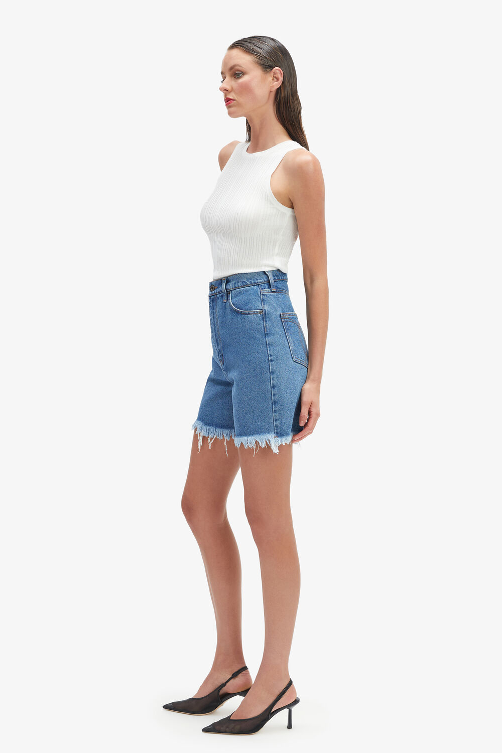 LEA DENIM SHORTS in colour TRUE NAVY