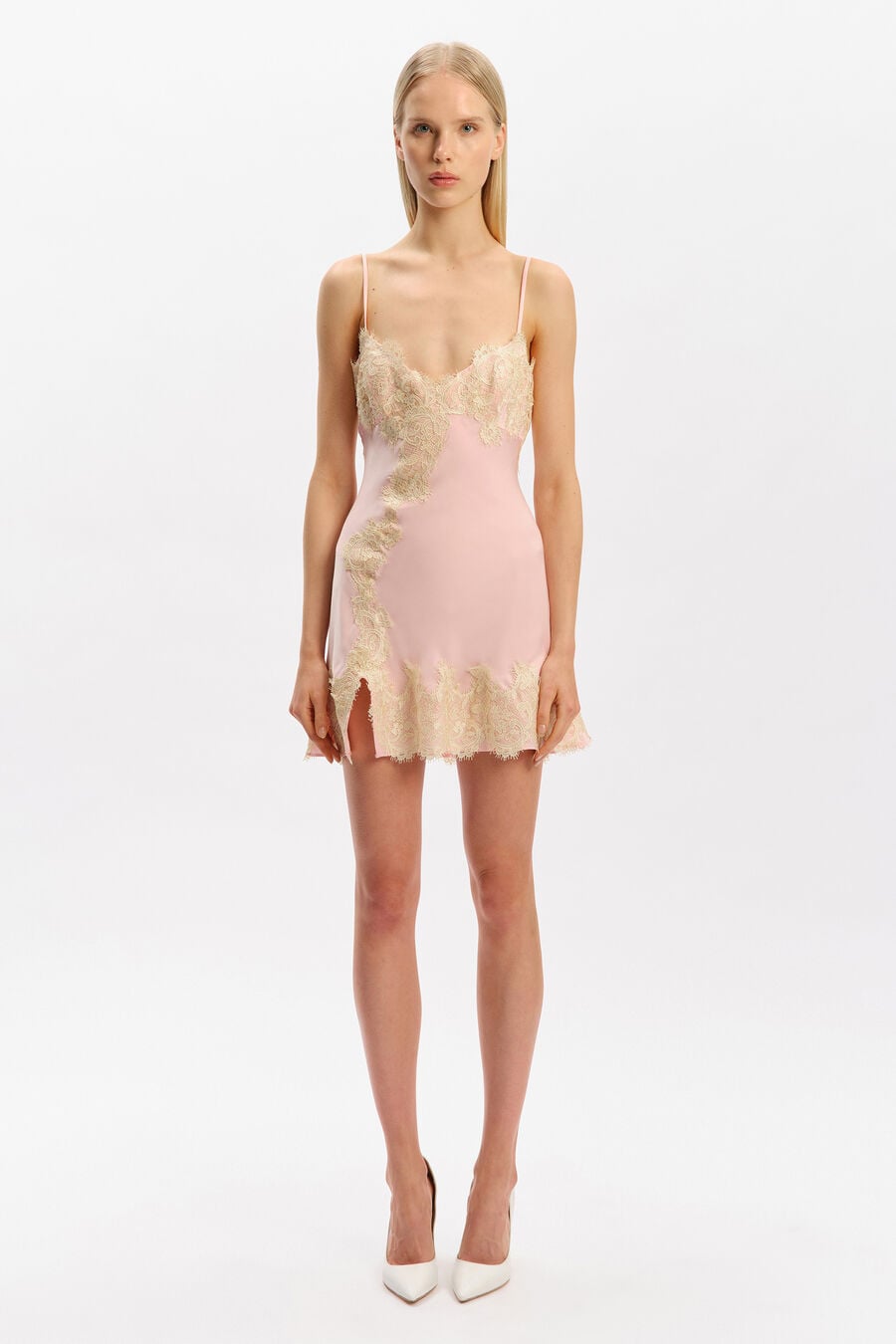 Alerie Lace Satin Mini Dress