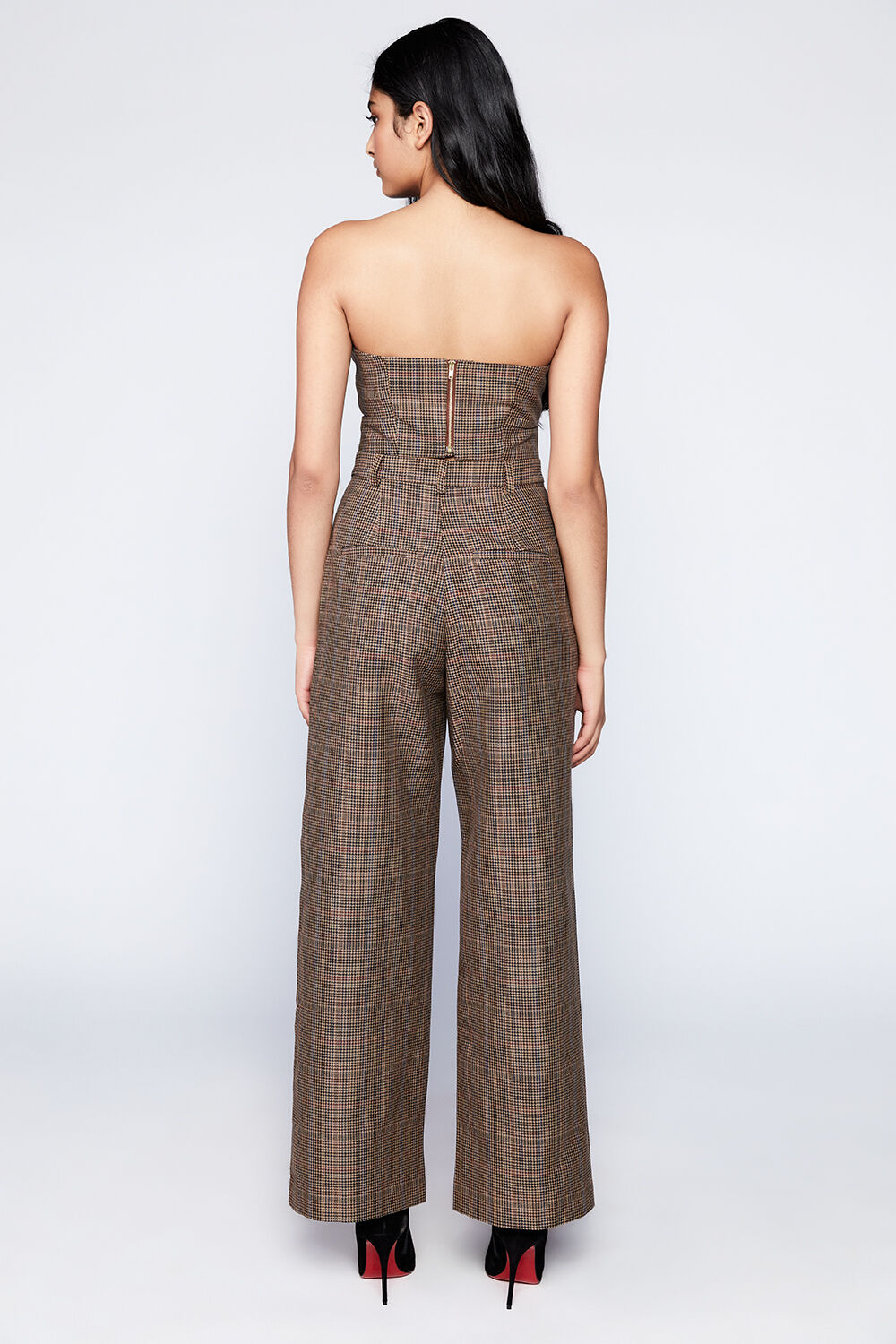 ZIGI CHECK BUSTIER in colour TOBACCO BROWN