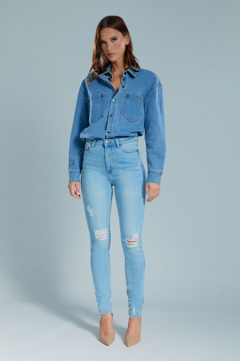 OVERSIZED DENIM SHIRT in colour MELLOW GREEN