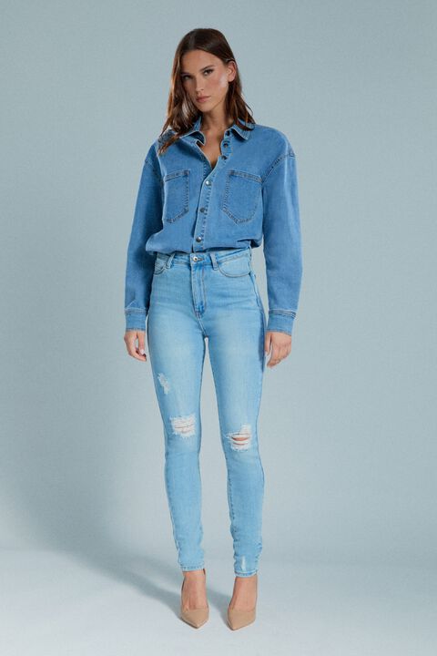 OVERSIZED DENIM SHIRT in colour MELLOW GREEN