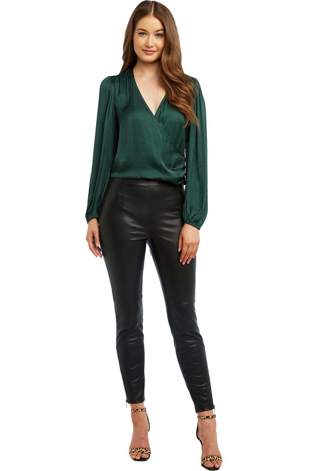 HALEY WRAP TOP in colour DARK GREEN