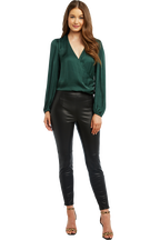 HALEY WRAP TOP in colour DARK GREEN