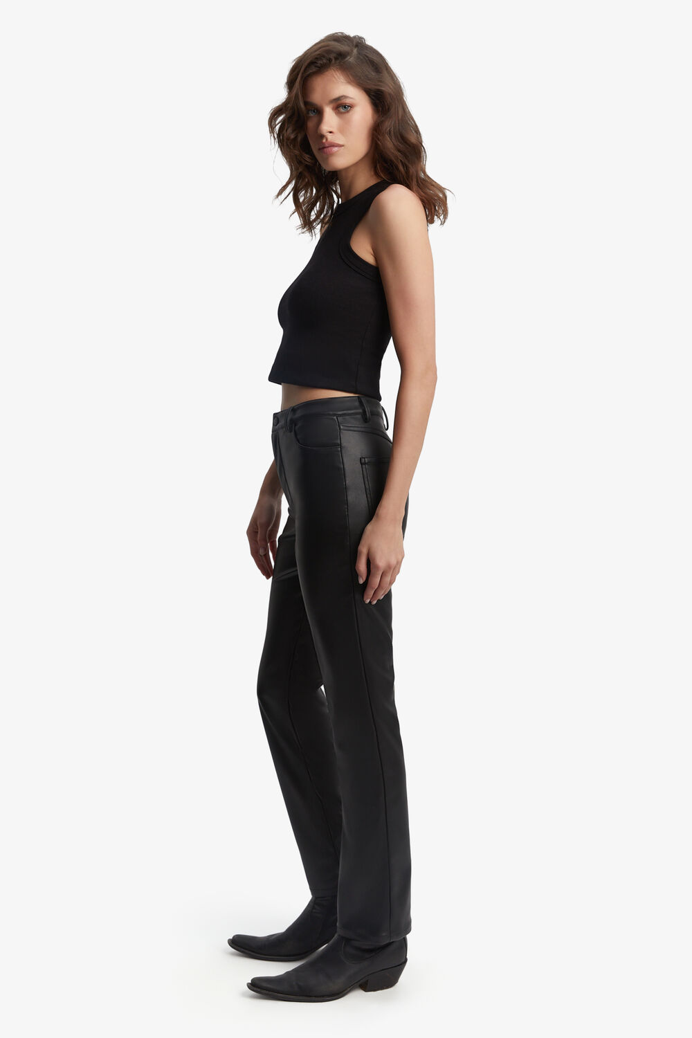 ALESI VEGAN LEATHER PANT in colour CAVIAR