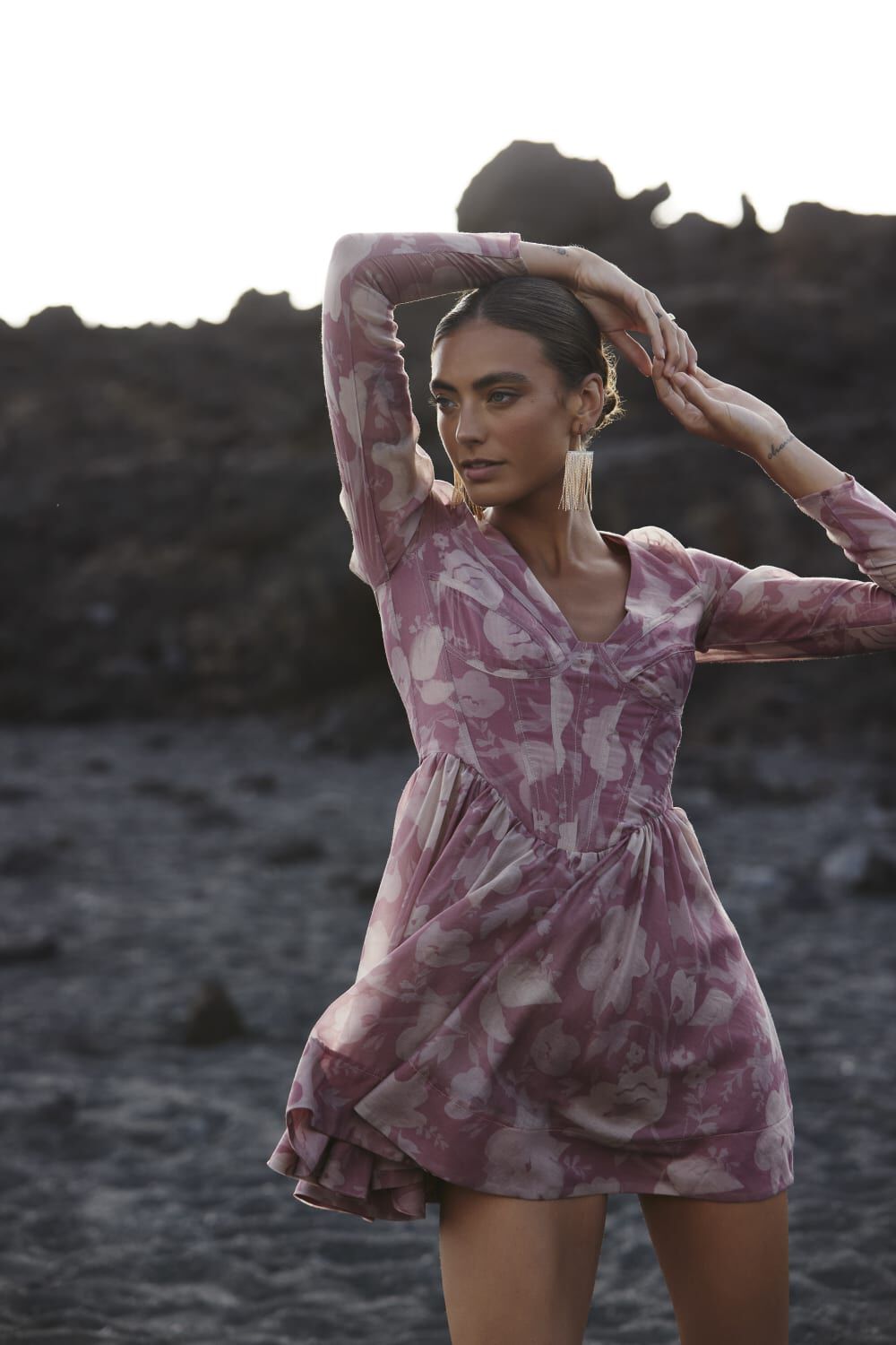 Carmen Mini Corset Dress in Rose | Bardot