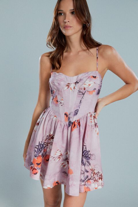 ELSIE CORSET MINI DRESS in colour RABBIT