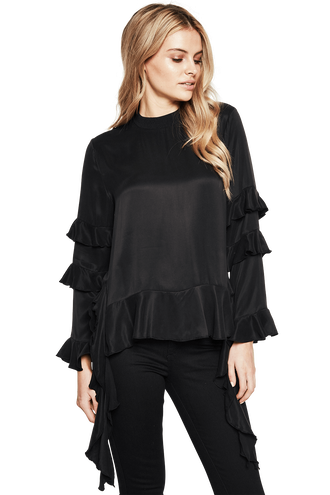 NOLA FRILL TOP in colour CAVIAR