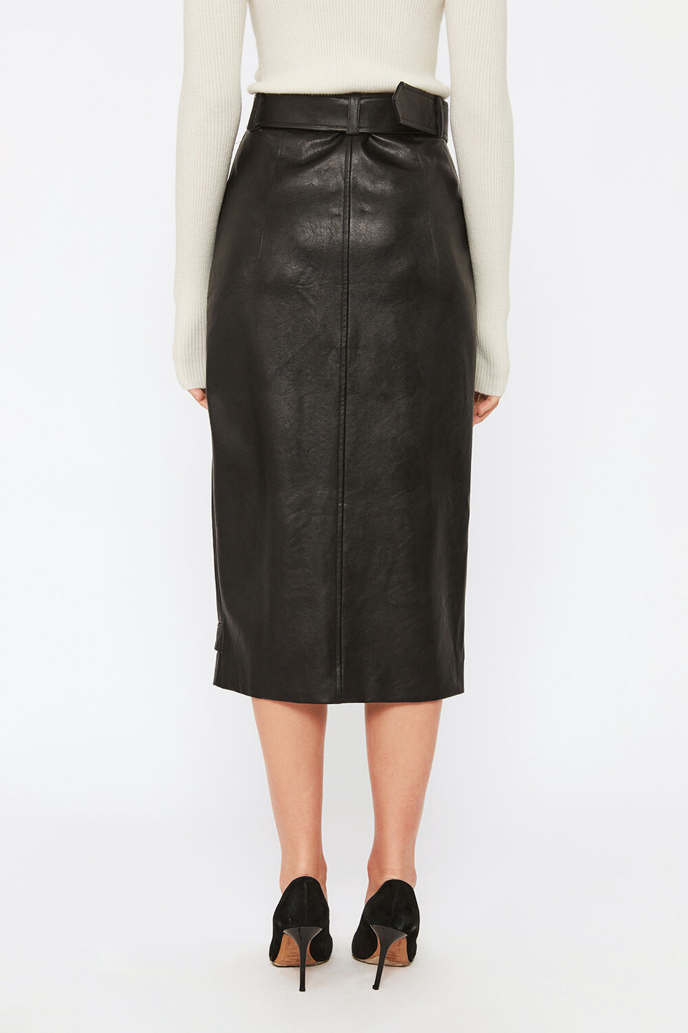HAZEL VEGAN LEATHER SKIRT in colour CAVIAR