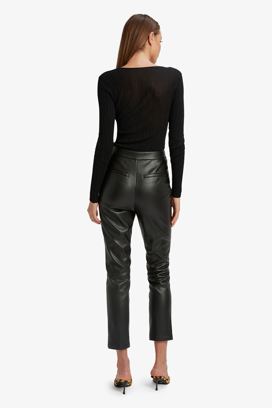 PEARSON VEGAN LEATHER PANT in colour BLACK
